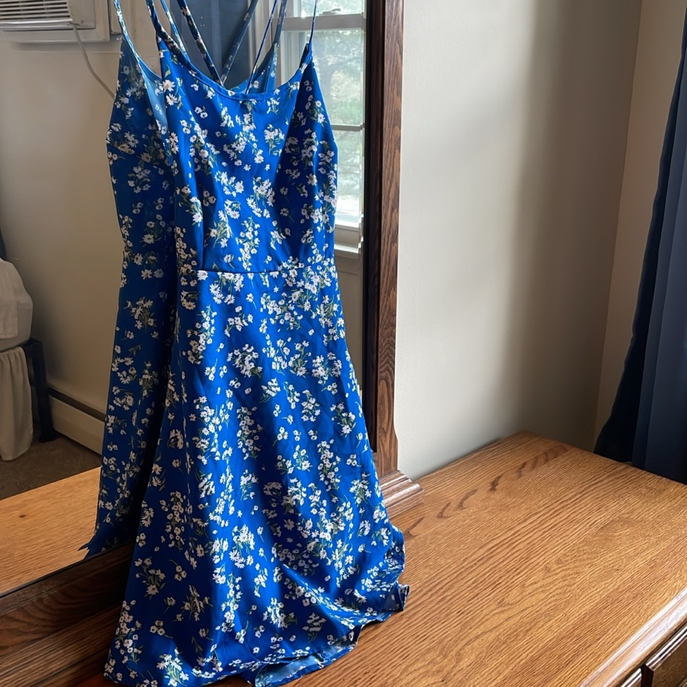 SHEIN floral print criss-cross back cami dress